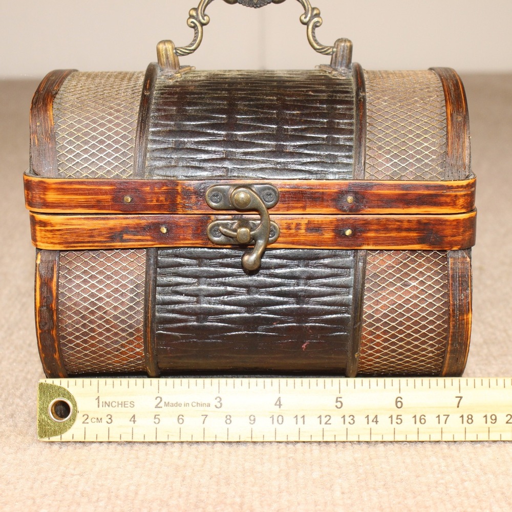 Vintage Style Wooden Treasure Chest Small Trinket Box Decorative Jewelry Trunk